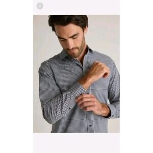 NWT Quince Organic Cotton Stretch Poplin Dress Shirt Navy Gingham Size Medium